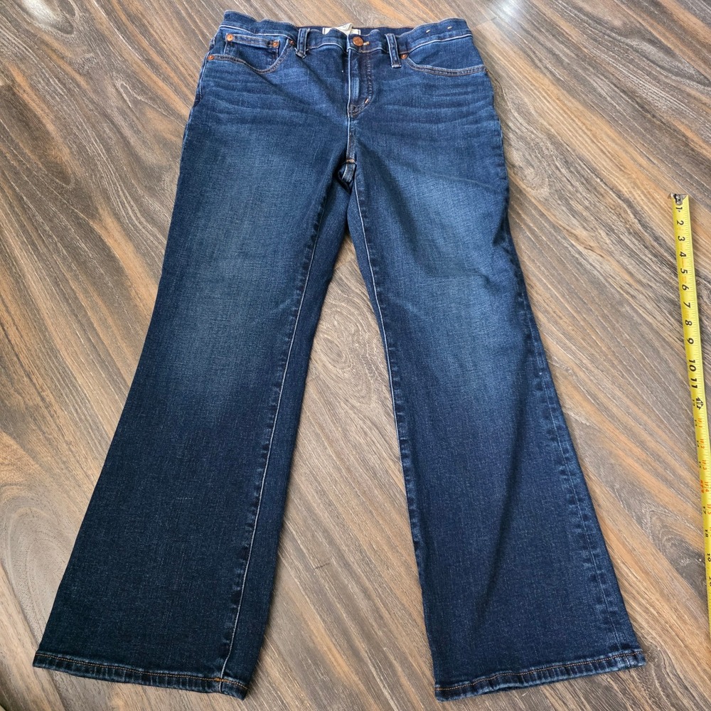 Madewell Mid-Rise Kick Out Jeans Dark Indigo Blue Stretch Denim Size 29